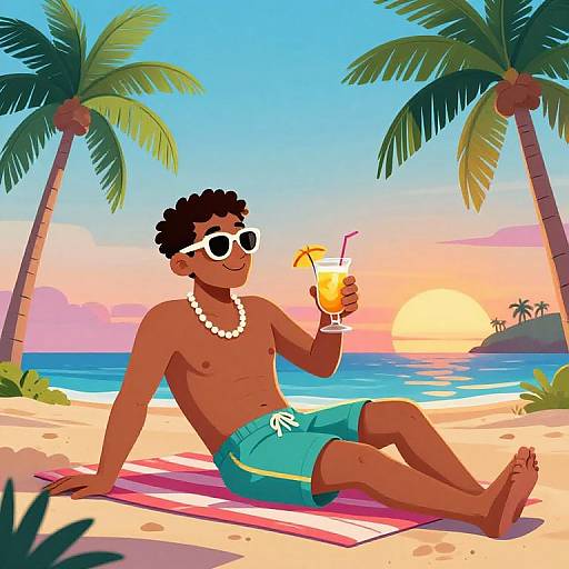 Pepe Relaxing on Tropical Beach