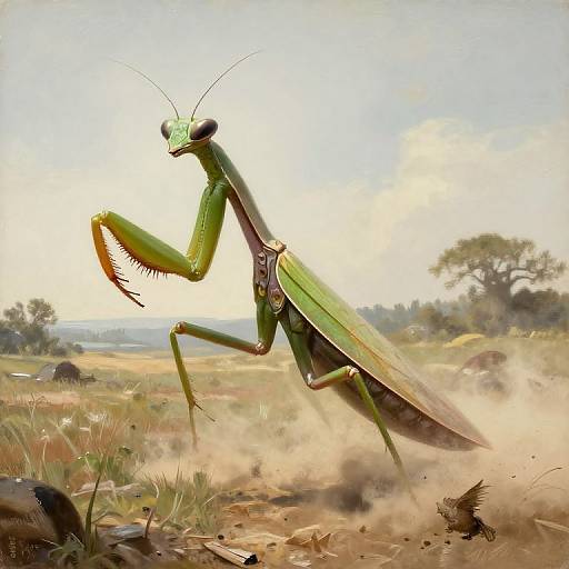 Giant Praying Mantis Rampage Art