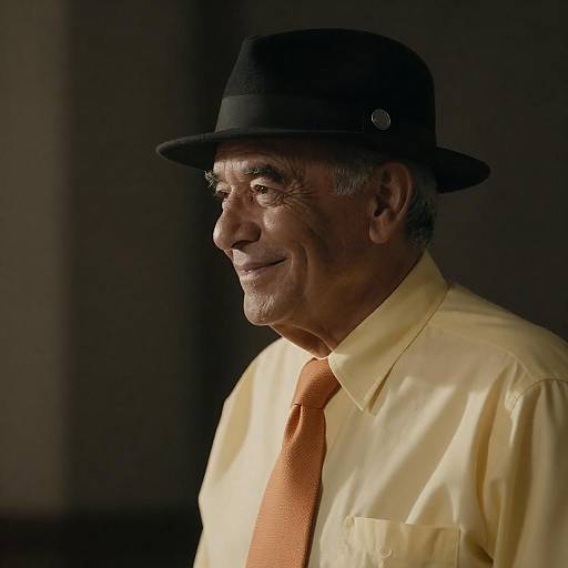 Charismatic Older Man in Fedora Portrait