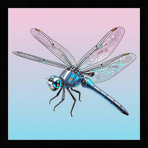 Cyberpunk Robotic Dragonfly Macro Art