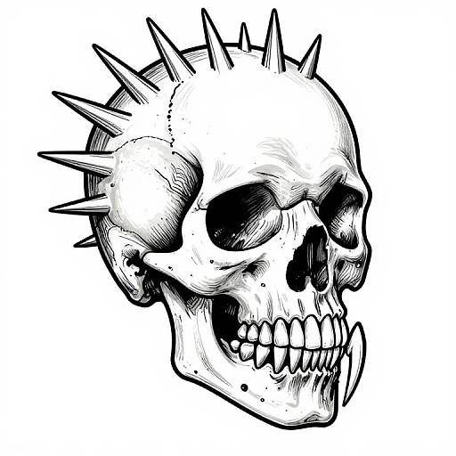 Intricate Skull Tattoo Line Art
