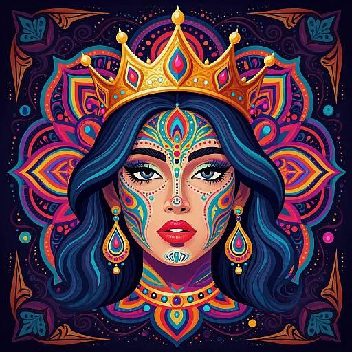 Psychedelic Woman with Mandala Crown
