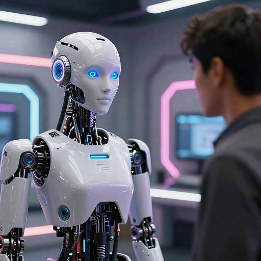 Futuristic Humanoid Robot Conversation