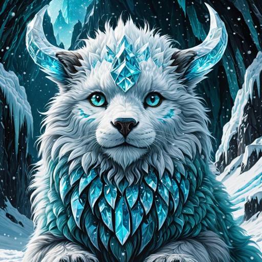 Ice Golem with Glowing Crystal Features