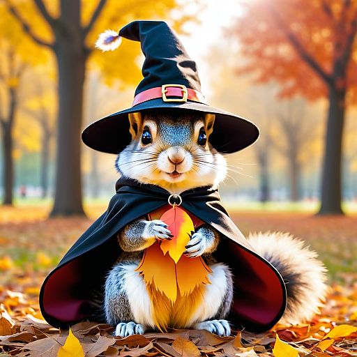 Charming Squirrel in Witchy Attire Charming Squirrel in Witchy Attire