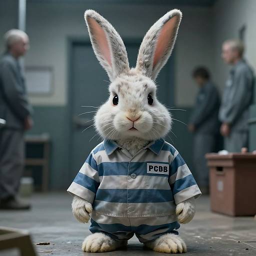 Sad Easter Bunny in Prison Scene