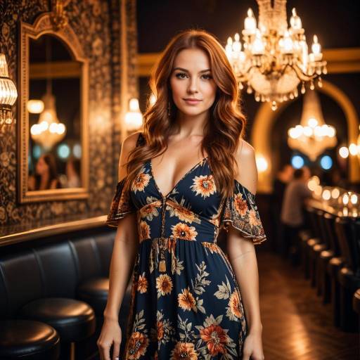 Confident Woman in Bohemian Nightclub