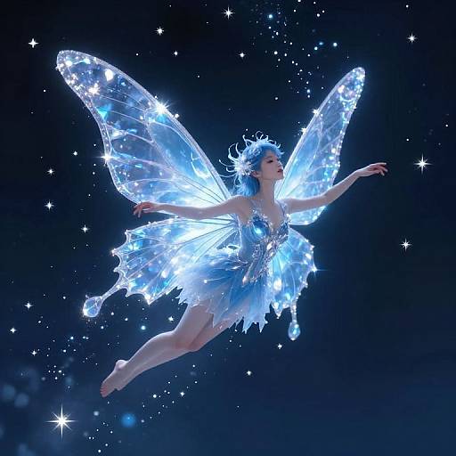 Whimsical Blue Fairy in Dreamscape