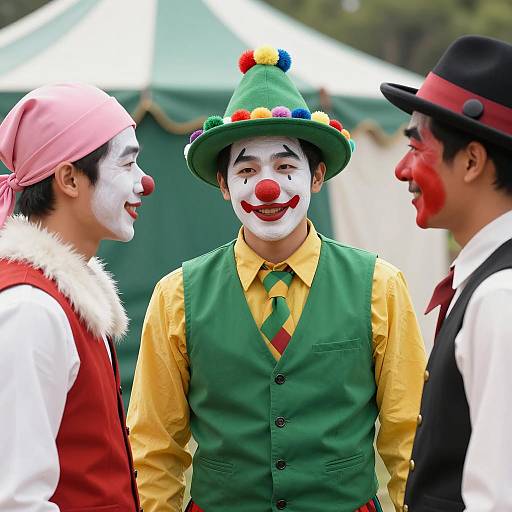 Vibrant Circus Performers in Colorful Attire