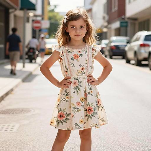 Vintage Floral Dress in Urban Street