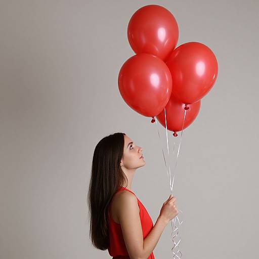Woman Holding Red Balloons