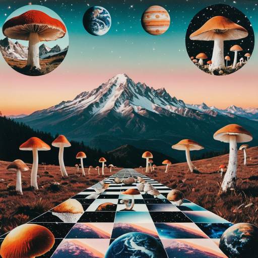 Surreal Psychedelic Collage of Nature and Space Surreal Psychedelic Collage of Nature and Space