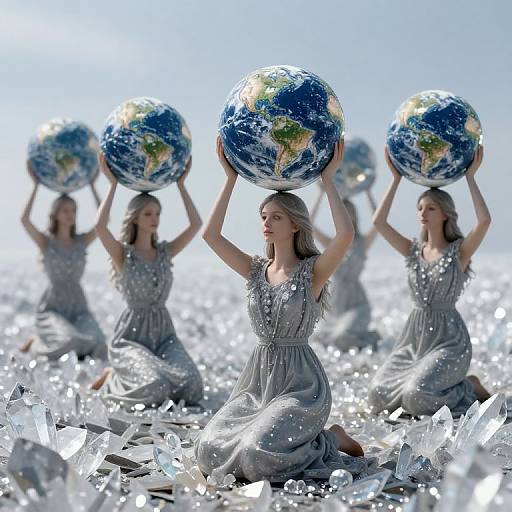 Graceful Guardians Bearing Miniature Worlds