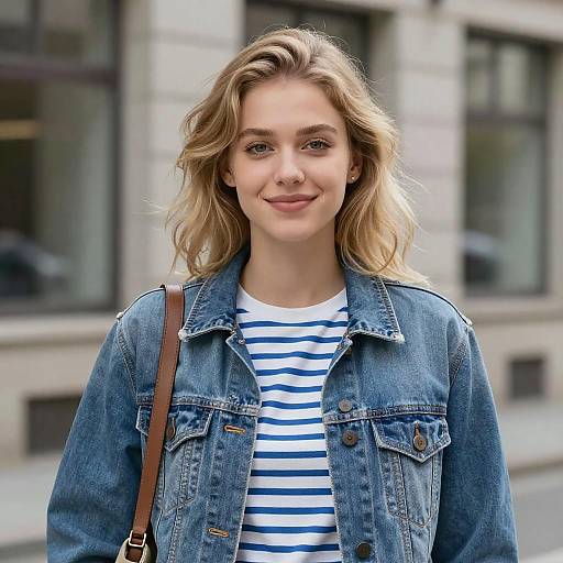 Young Woman in Denim Jacket Urban Portrait