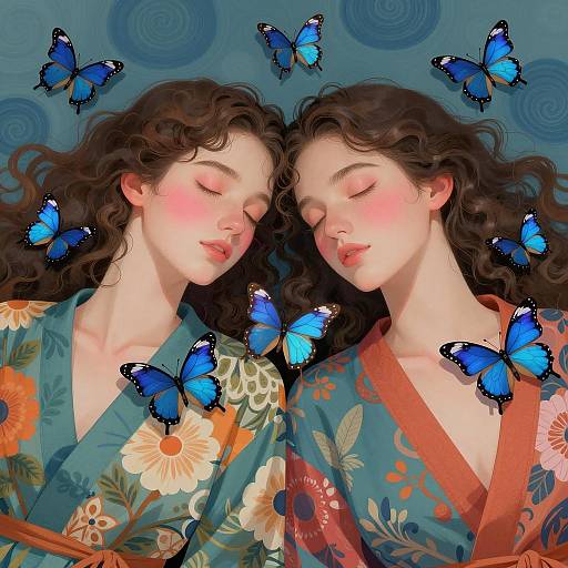 Serene Embrace: Women and Butterflies