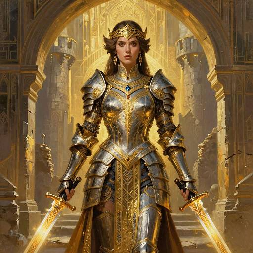 Fierce Warrior Princess in Ornate Armor