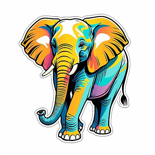 Vibrant Retro Elephant in Serengeti