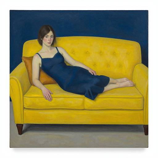 Woman Relaxing on Yellow Couch