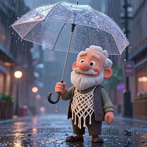 Macrame Grandfather in Rainy Night