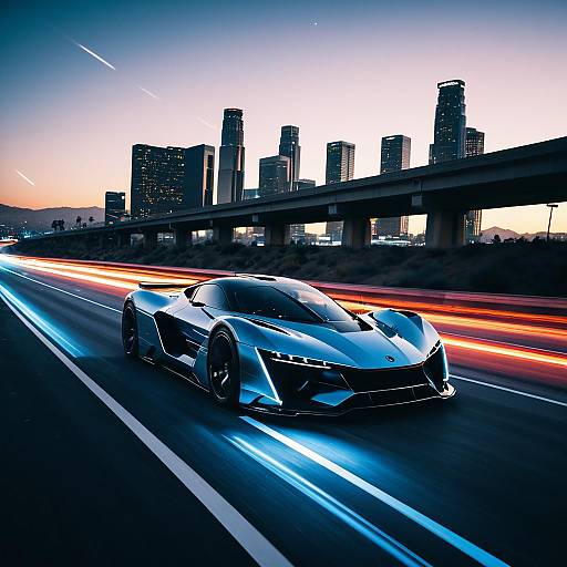 Futuristic Solar-Powered Hypercar on Los Angeles Freeway
