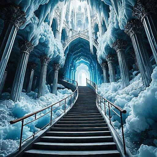 Ethereal Crystal Caves and Staircase