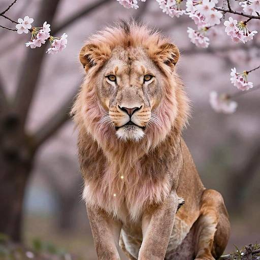 Ethereal Pink Lioness in Blossoms