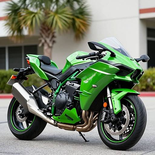 Vibrant Green Kawasaki Ninja H2 Outdoors