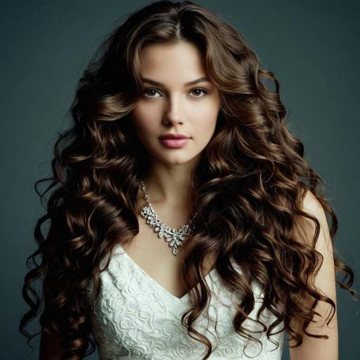 Woman with Long Wavy Hair and Necklace