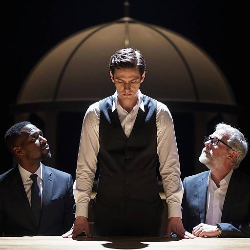 Three Men in Dramatic Meeting