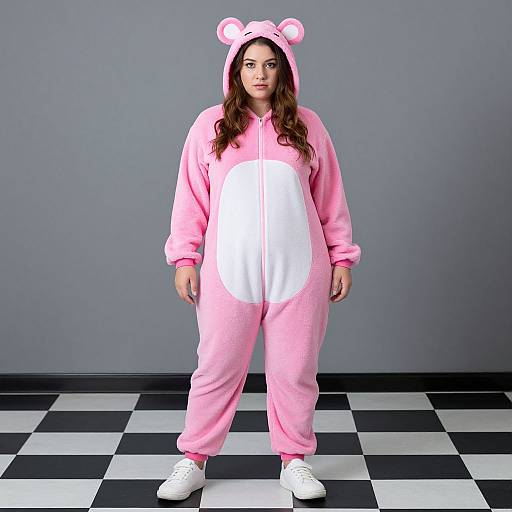 Plus Size Pink Bear Onesie Costume