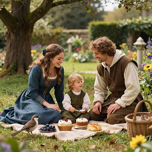 Medieval Family Picnic in Garden