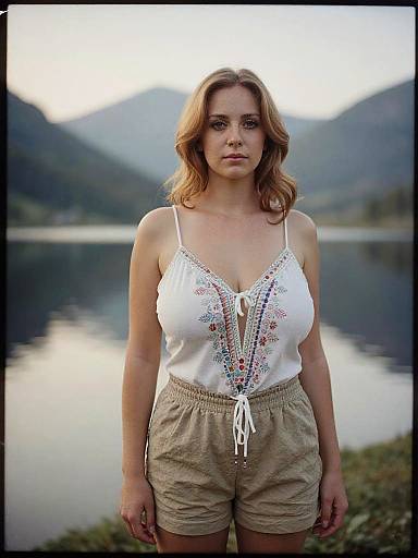 Pear-Shaped Woman by Mountain Lake