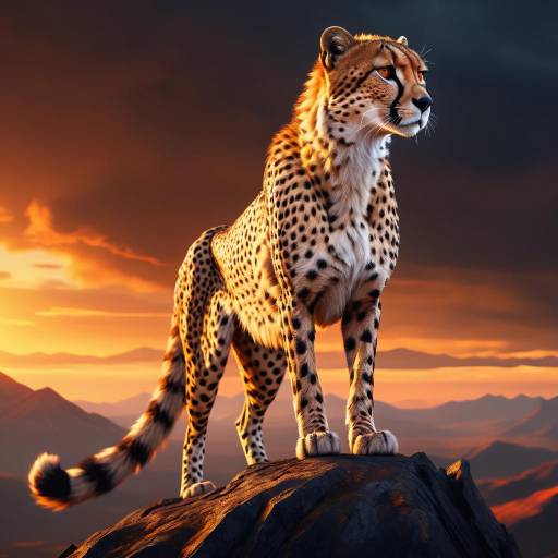 Epic Cheetah Warrior at Sunset Peak
