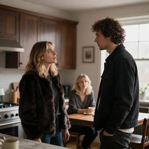 Intimate Moment in a Rustic Kitchen