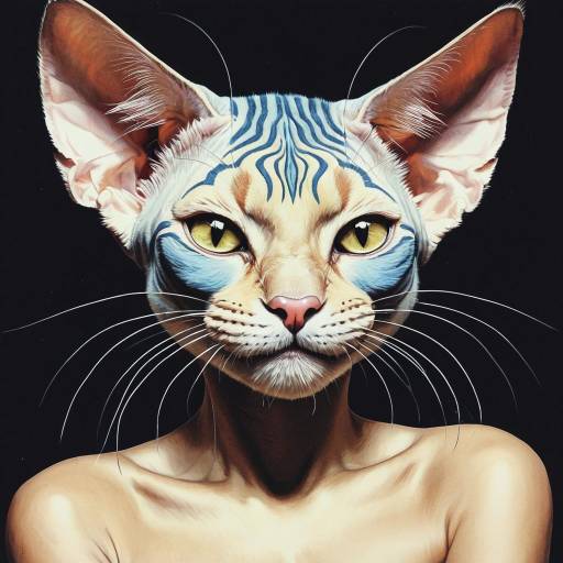 Hybrid Zendaya and Sphynx Cat Illustration