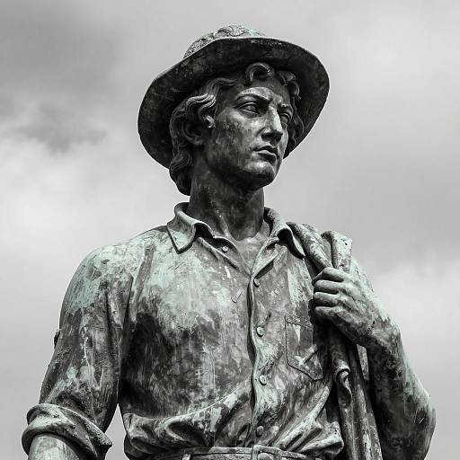 Weathered Bronze Statue of Male Figure