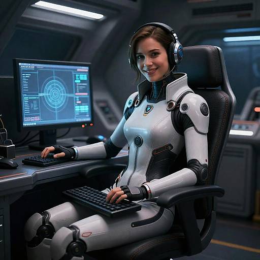 Cyberpunk Mecha Pilot Woman Portrait