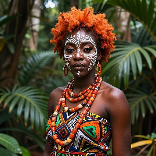 Vibrant African Portrait in Jungle