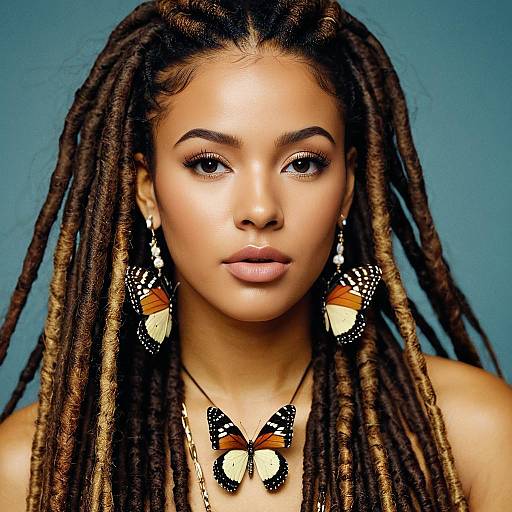Woman with Butterfly Locs and Jewelry