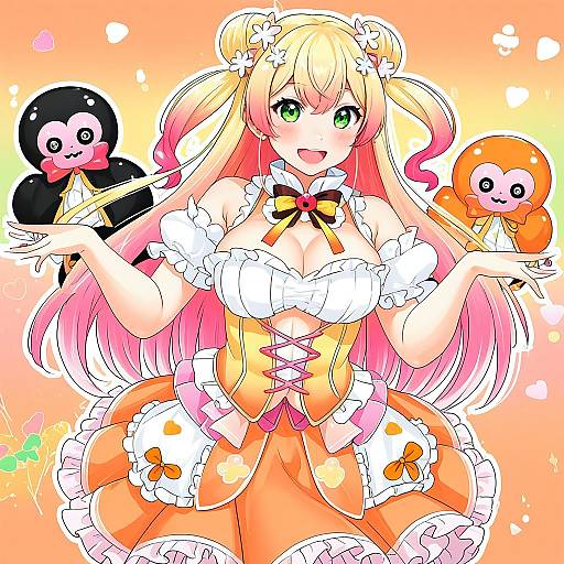 Illustration of Momosuzu nene (1st costume), hololive in the style of Senri gan
