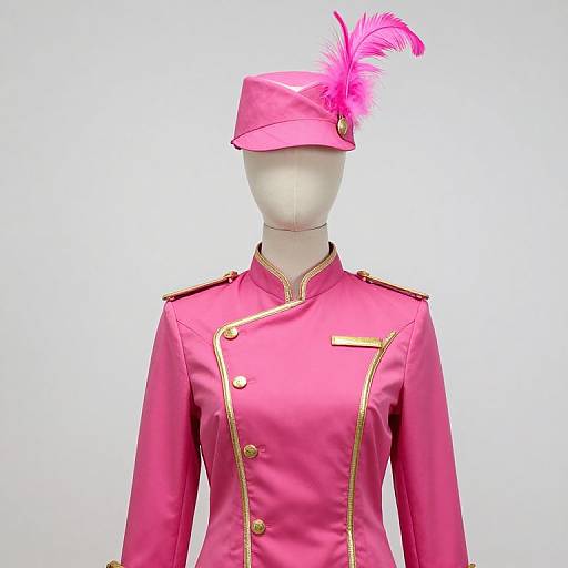 Mannequin in Pink Feathered Uniform
