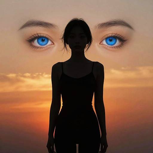 Blue Eyes Nude Silhouette Sunset