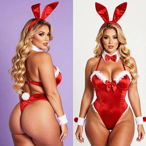 Curvy Woman in Red Santa Lingerie