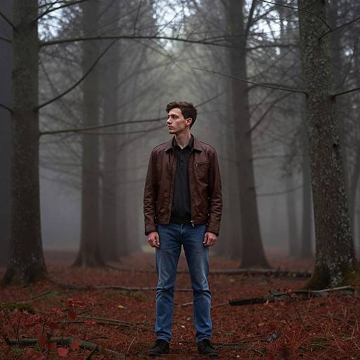 Solitary Reflection in a Misty Forest