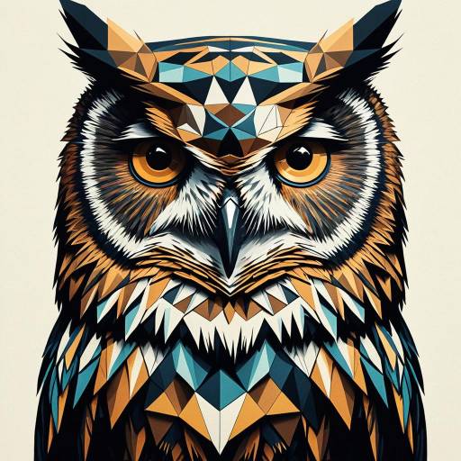 Geometric Owl Head Illustration
