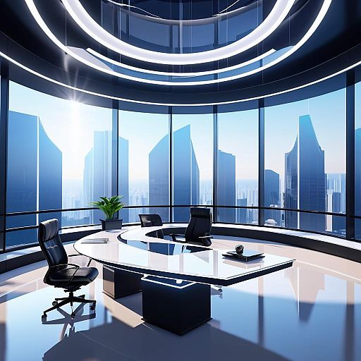 Futuristic Executive Office for Project Review Futuristic Executive Office for Project Review