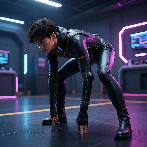 Futuristic Cyberpunk Athlete Pose