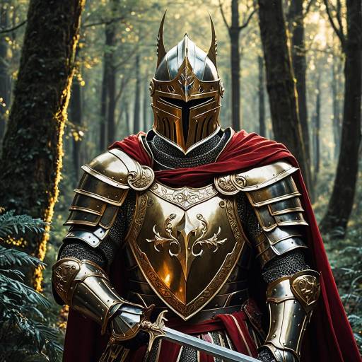 Armored Knight in Enchanted Forest