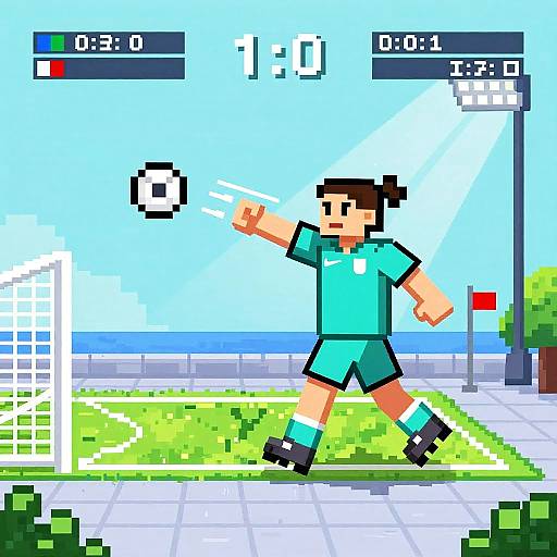 Retro Pixel Art Soccer Action