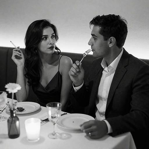 Intimate Black and White Dining Scene